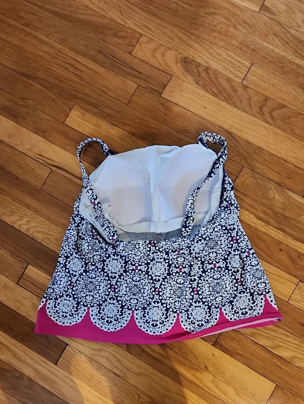 Lands' End NWOT Navy White Pink  Tankini Swim Top NWOT Plus size 18 W 🏖 - Picture 8 of 9